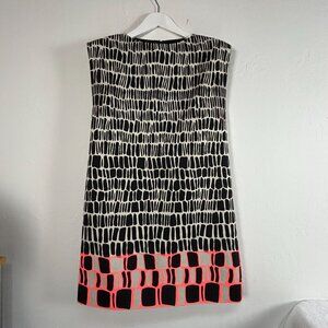 Ann Mashburn Womens Sleeveless Shift Dress Small Printed Black White Back Zip